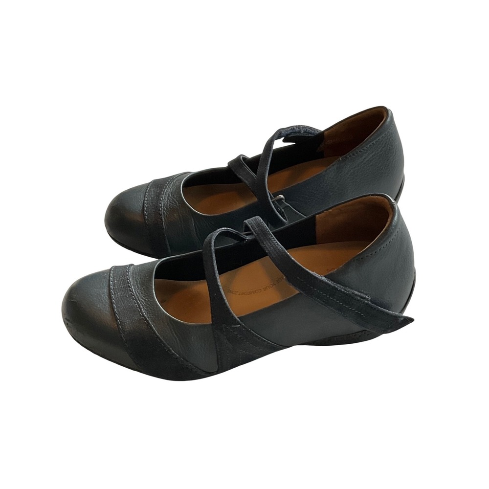 Ziera Mary Jane Flats Womens 39 Dark Blue Leather Super Support Comfort Shoes
